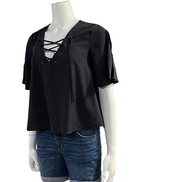 Madison & Berkeley Womens Gray Cropped Blouse Size Medium - Picture 4 of 9